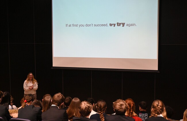 Ella D'Amato visits Herne Bay High