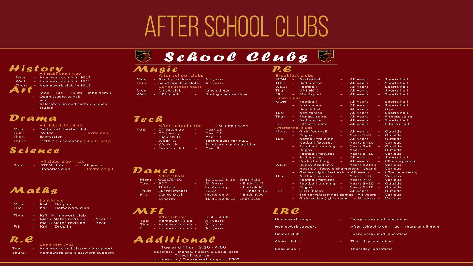 After School Clubs