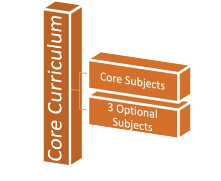 Graphic illustrating the subject selection options for core students